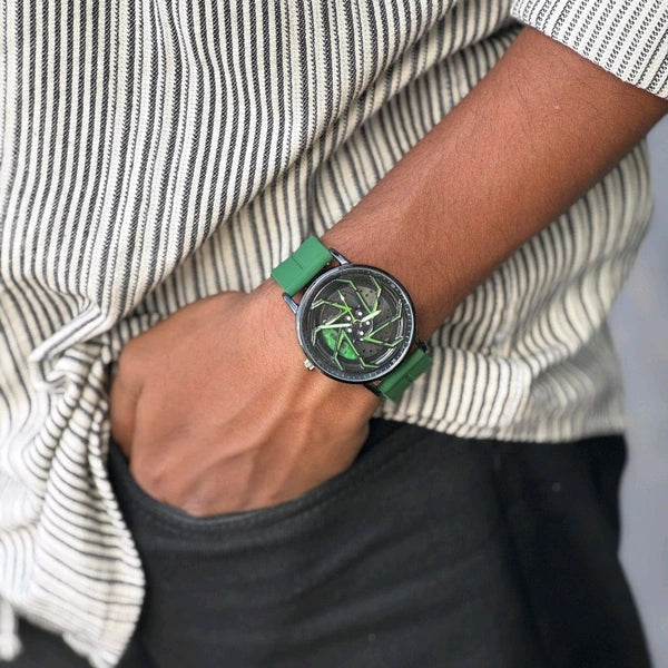 Gyro Spinning Car Alloy Rim Wheel Watch