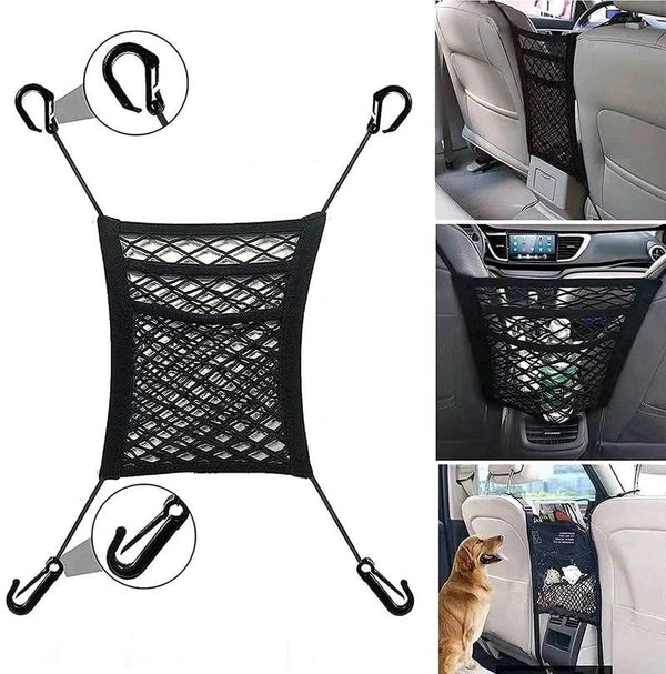 Car Mesh Organizer 3- Layer, Dog Net Between Car Seats,