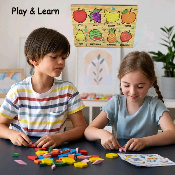 Wooden Puzzle Learning Educational Board of Fruits