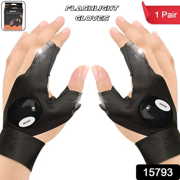 LED Flashlight Gloves Gifts for Men Light Fingerless Outdoor Fishing Gloves