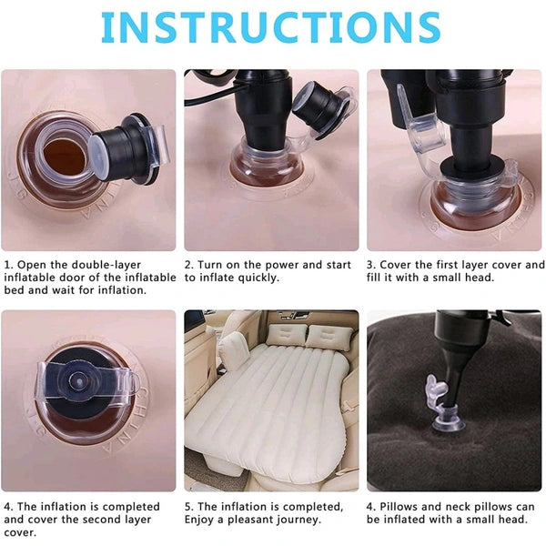 Car Inflatable Bed with 2 Pillows & Air Pump (Portable)