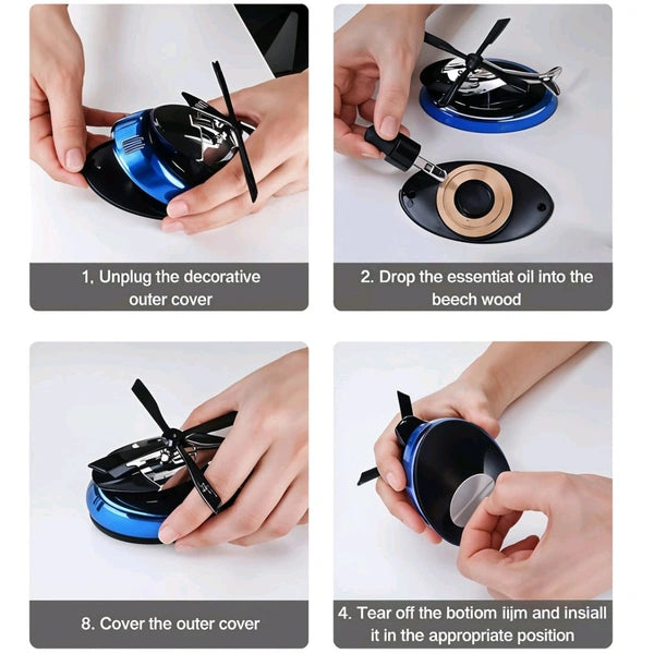Solar-Powered Rotating Helicopter Car Air Freshener with Essential Oil Diffuser