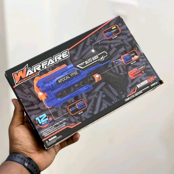 Kids Dart Blaster Gun Toy – 12 Pcs Soft Bullet Foam Shooter | Warrior Series (Age 6+)