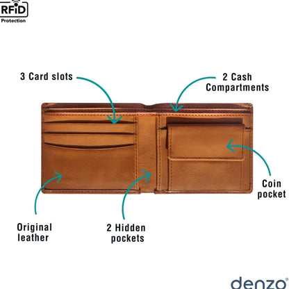 Denzo Men's Bi-fold Leather Wallet