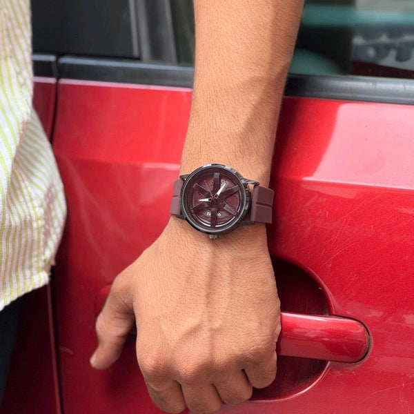 Gyro Spinning Car Alloy Rim Wheel Watch