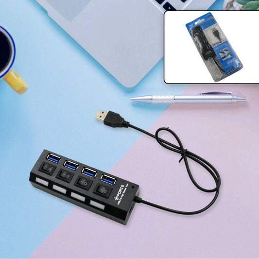 4 Port USB, HUB USB 2.0 HUB Splitter High Speed with On/Off