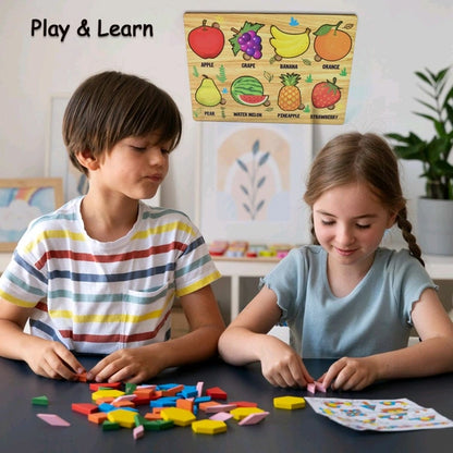 Wooden Puzzle Learning Educational Board of Fruits
