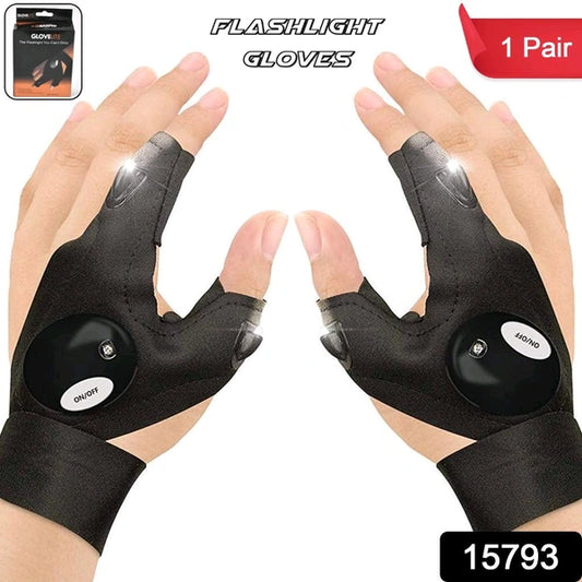 LED Flashlight Gloves Gifts for Men Light Fingerless Outdoor Fishing Gloves