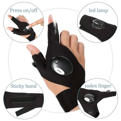 LED Flashlight Gloves Gifts for Men Light Fingerless Outdoor Fishing Gloves