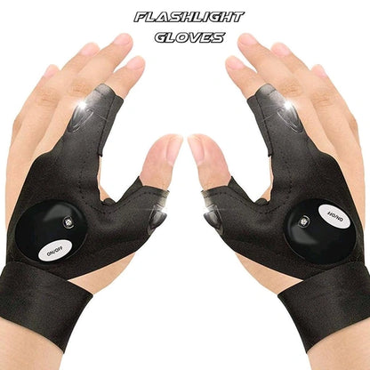 LED Flashlight Gloves Gifts for Men Light Fingerless Outdoor Fishing Gloves