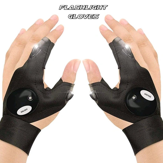LED Flashlight Gloves Gifts for Men Light Fingerless Outdoor Fishing Gloves