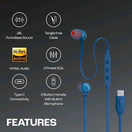(Original) JBL Tune 310 Wired in-Ear Type C Headphones