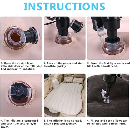Car Inflatable Bed with 2 Pillows & Air Pump (Portable)